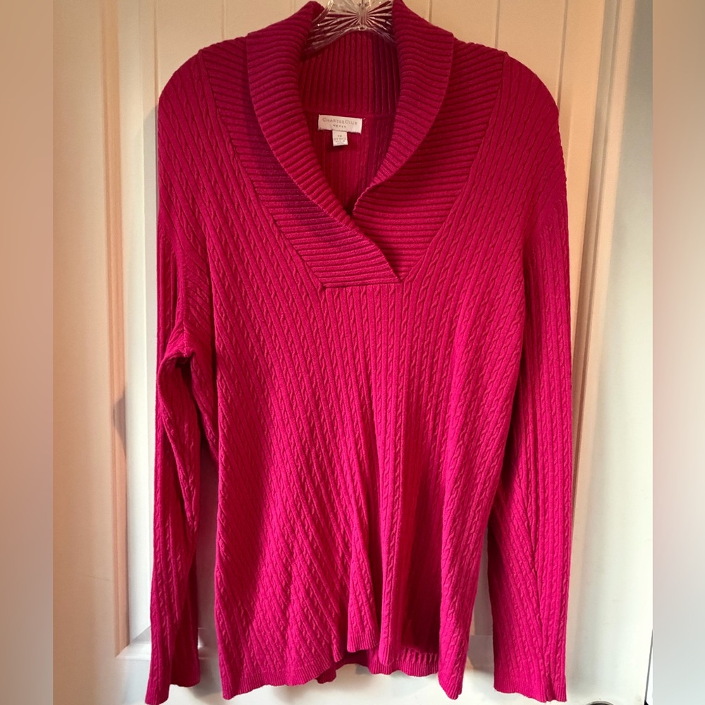 Charter Club Fuchsia V-Neck Sweater